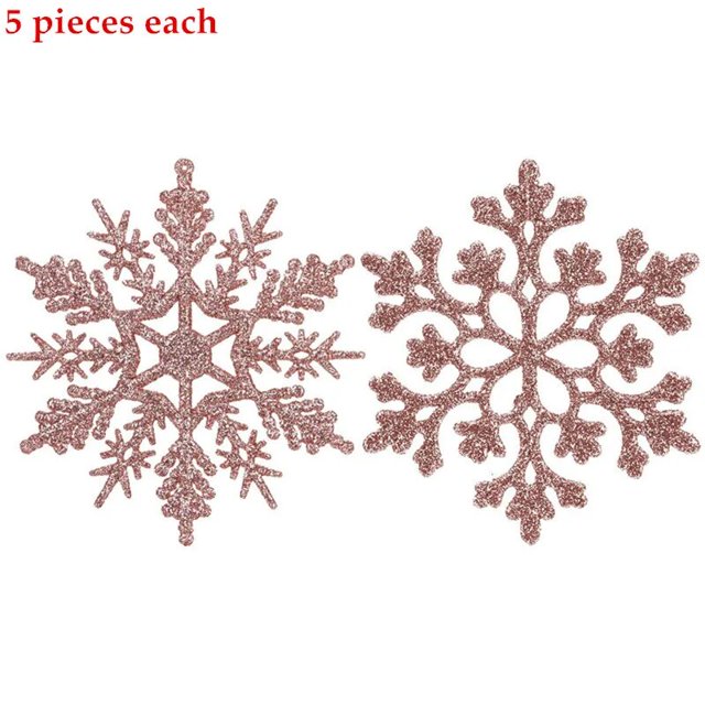 Adornos de plástico con purpurina para Navidad, decoración de copos de nieve para árbol de Navidad, 10 piezas, 10cm