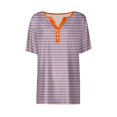 thumbnail image 4 of SDNall Blouse à Manches Courtes pour Femmes à Rayures Imprimées, T-Shirt à Col en V, Haut Décontracté à Boutons, 4 of 9