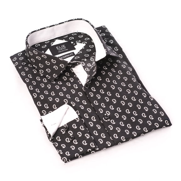 Elie Balleh Black Fine Paisley Premium Men Button Down Shirt