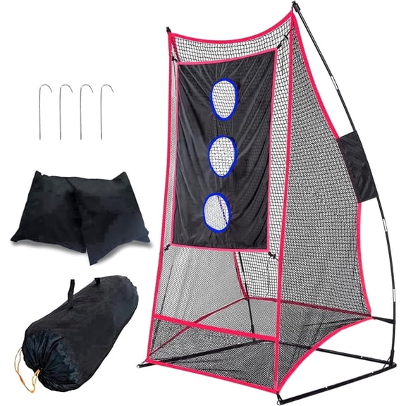 Galileo 6x3ft Football Kicking & Throwing Net, Portable Field Goal Practice Net with Removable 3-Pocket QB Target for Backyard Training