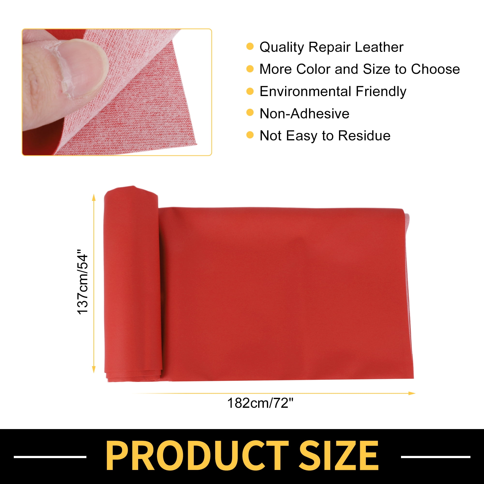 Unique Bargains Leather Fabric Upholstery Leather Repair Patch 182x137cm for Automotive Car Boat Seat Sofa Couches Chair Interior Trim DIY Red 1 Pcs