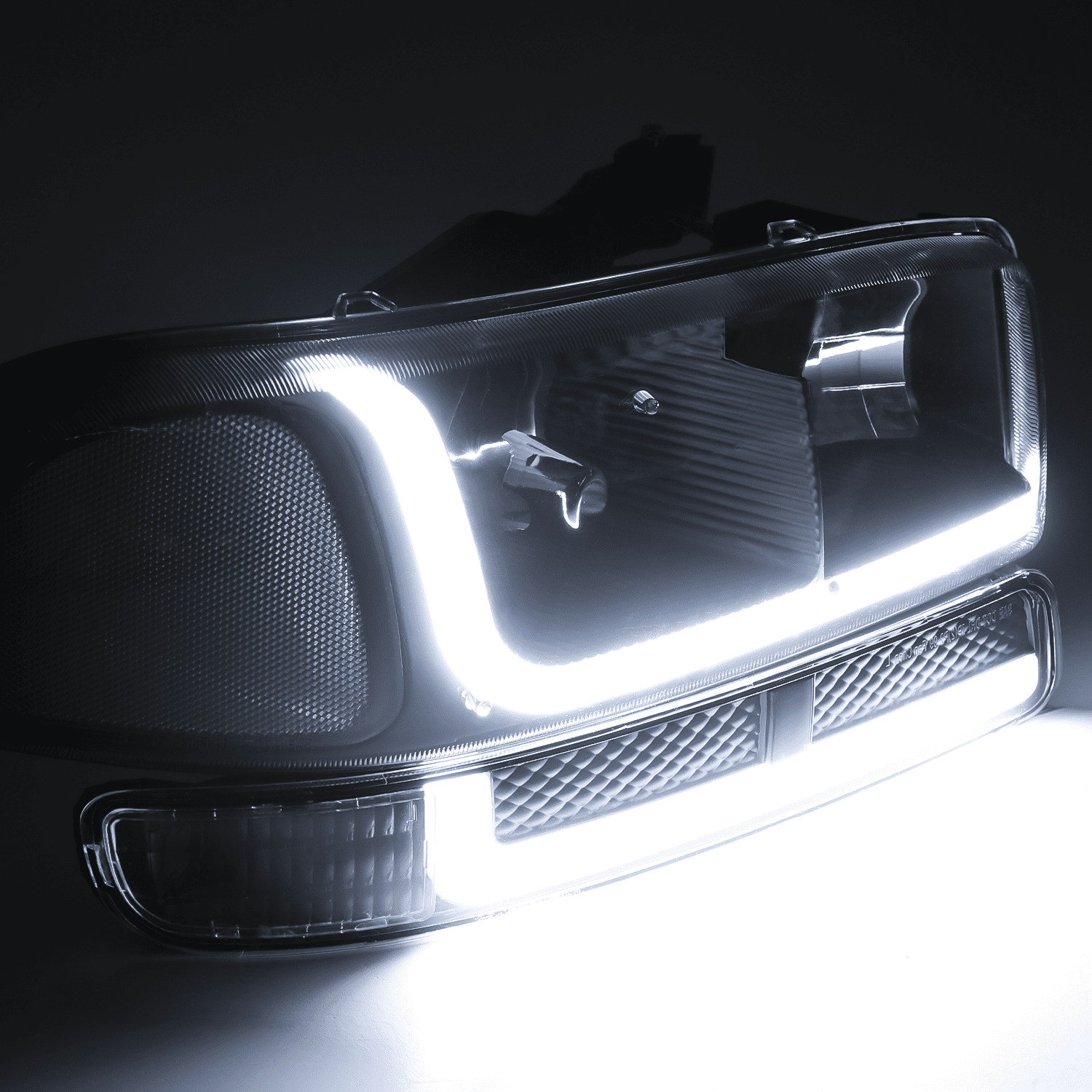 PIT66 LED DL Headlights W/ Bumpe Signal Lamps New Fit Fo 1999 2007 Gmc Sierra Yukon%2f1249932231