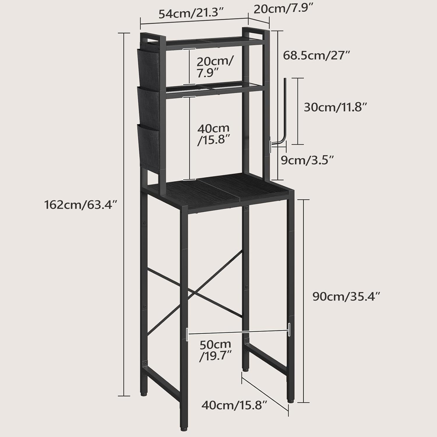Bakers Rack with Mini Fridge Shelf, 3-Tier Microwave Stand, Coffee Bar Station with Paper Holder, Freestanding Kitchen Storage Rack, for Kitchen, Black BRBK5401