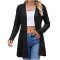 thumbnail image 2 of Thin Cardigan Zaewscy Women's Solid Color Long Sleeve Open Front Cardigan Jacket Black XXL, 2 of 7