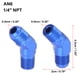 thumbnail image 4 of 45 Grados Codo 6AN a 1/4" NPT Macho Montaje Adaptador Conector Azul, 4 of 6
