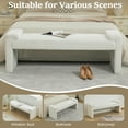 thumbnail image 2 of 58.7" End of Bed Bench,Upholstered Modern Bedroom Bench for Living Room & Entryway, Easy Assembly, Footrest Ottoman Accent Window Bench with Solid Wood Frame & Curved Arm, White, 2 of 9