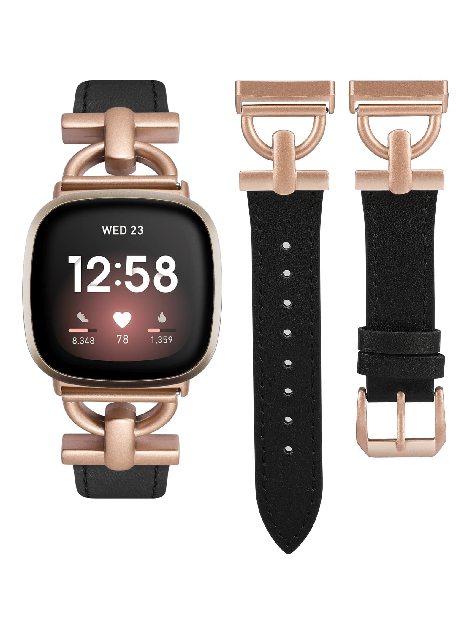 Wearlizer Leather Band Compatible with Sense Bands/Versa 3 Bands/Versa