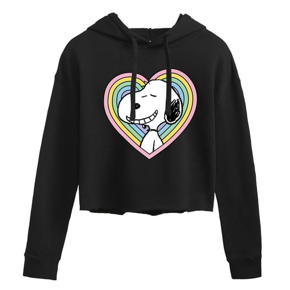 Peanuts - Snoopy Heart - Juniors Cropped Pullover Hoodie