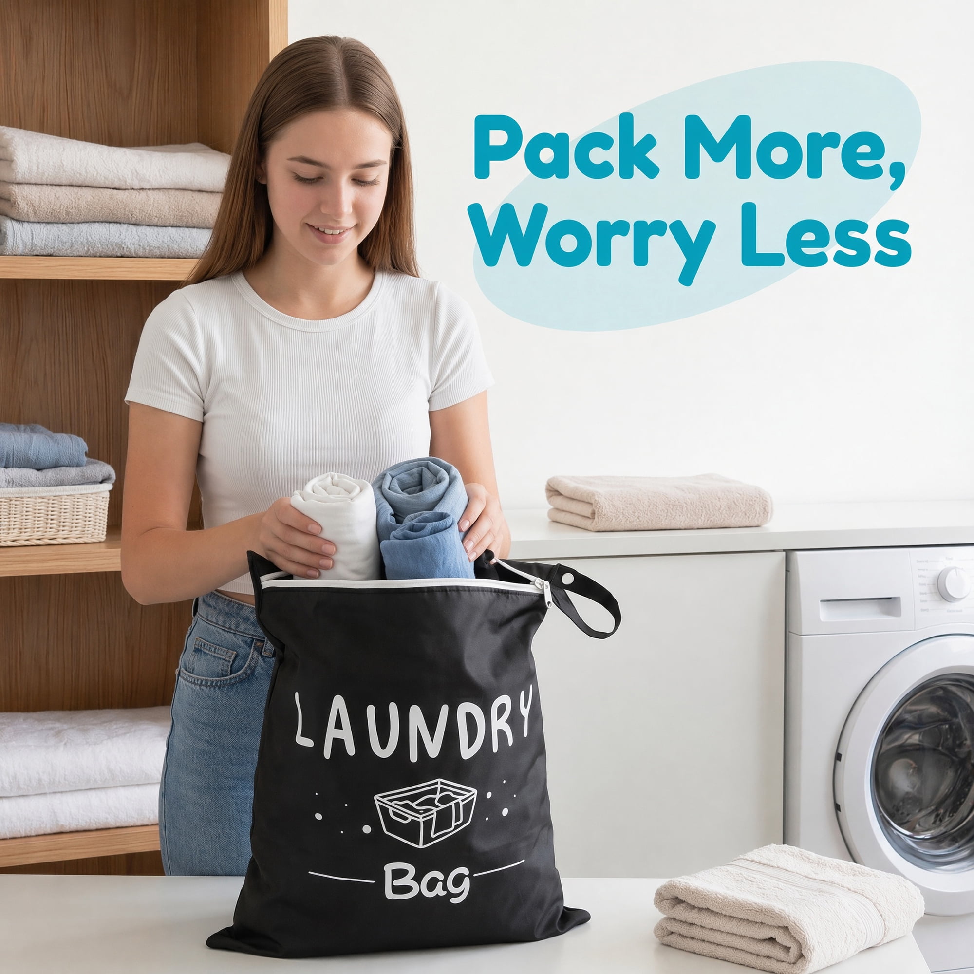 Unique Bargains 2Pcs Waterproof Wet Dry Lightweight Mesh Laundry Bag Black 15" x 18.9"
