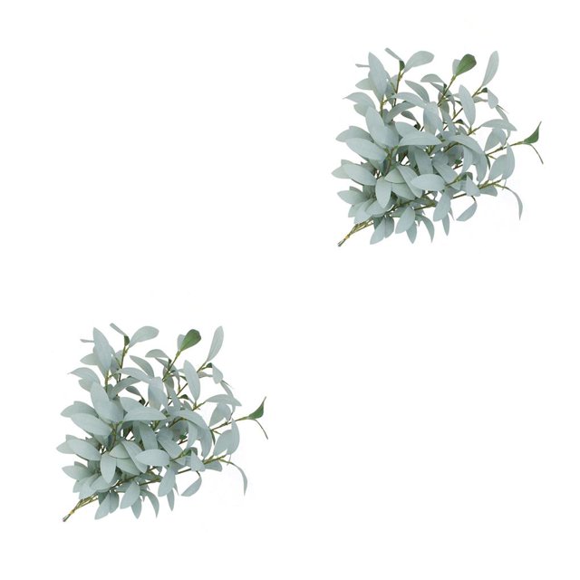 Ramas de hojas artificiales Bewildely 10 piezas Verde Gris blanco 50cm