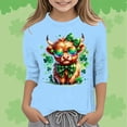 thumbnail image 2 of LUOGENLI T-Shirt pour Filles T-Shirt Graphique de la Saint-Patrick à la Mode Polyvalent Col Rond Manches 3/4 Décontracté T-Shirt Maxi pour Filles Bleu Clair 13-14 Ans, 2 of 4