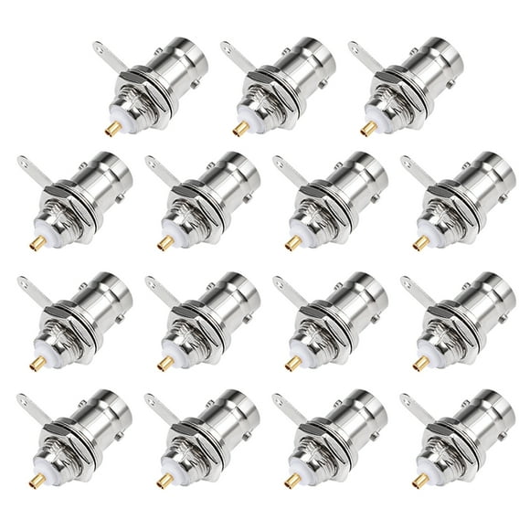 Unique Bargains BNC Female Bulkhead Solder RF Coaxial Connectors with Brass Inner Core 15pcs