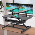 thumbnail image 2 of Adjustable Height 32 Inches Steel Standing Desk Coverter Stand Up Desk Home Office Computer Desk Workstation,Black, 2 of 7