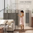 thumbnail image 3 of HOMCOM 4 Panel Room Divider, Folding Privacy Screen, 5.6' Room Separator, Wave Fiber Freestanding Partition Wall Divider, Dark Gray, 3 of 9