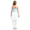thumbnail image 2 of Haitryli Kids Girls Sparkly Strap Ballet Skirted Leotard Dance Tutu Dress Ballerina Performance Outfit and Headwear Light Blue 5-6, 2 of 6