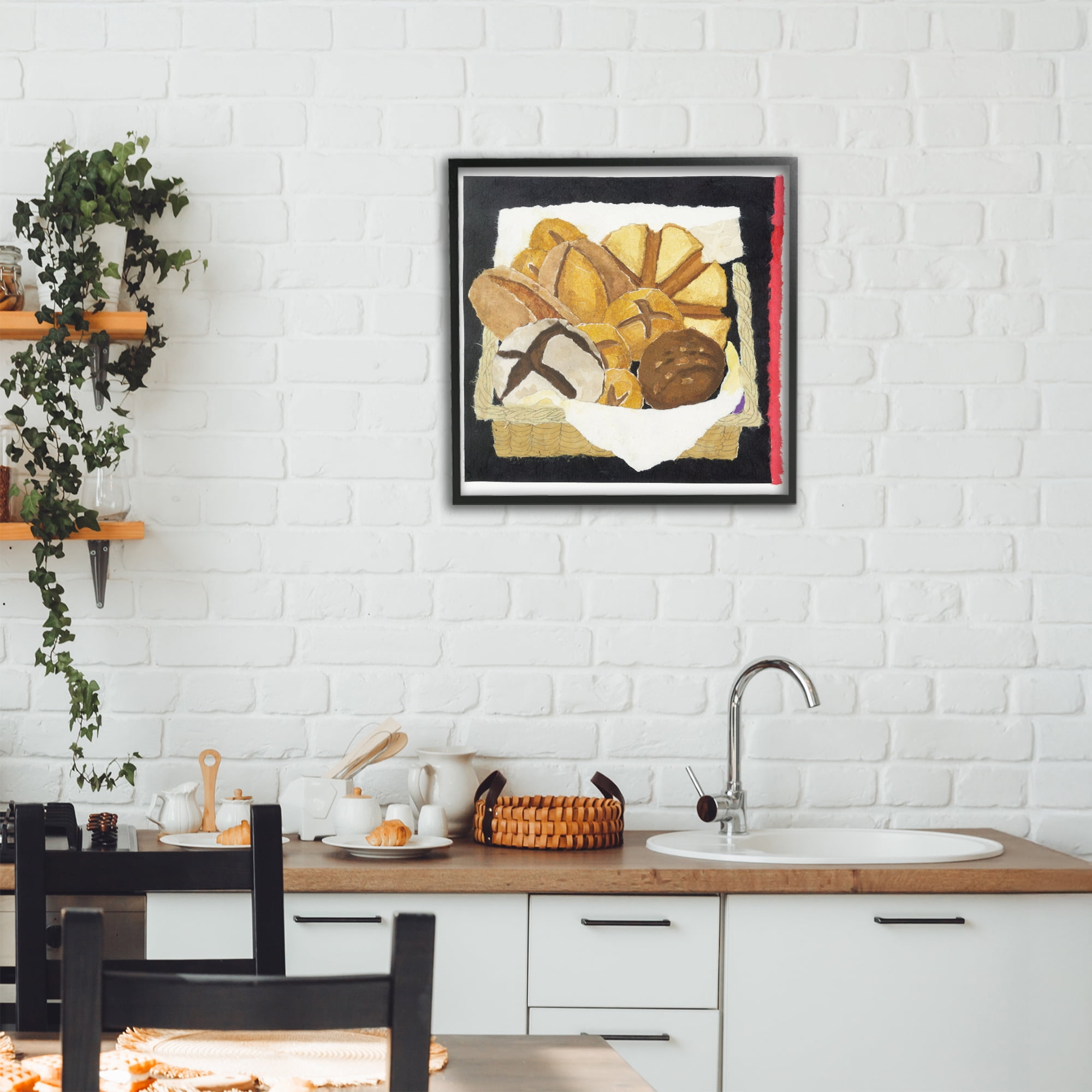 Stupell Industries Bread Box and Stripe Black Framed Giclee Art, design by Nancy Overton