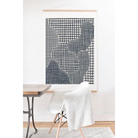 Society6 Alisa Galitsyna Dark Blue Grid Pattern Art Print & Hanger 11" x 14"