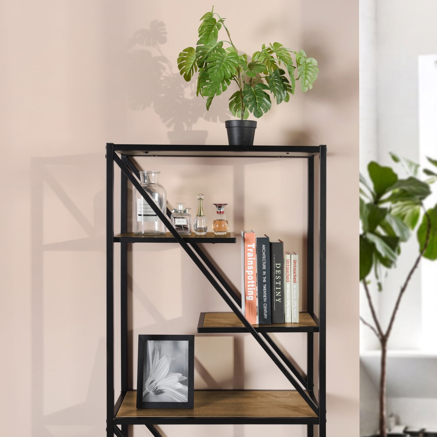 Homy Casa 6-Tier Storage Shelf Wood Bookcase Bookshelf Standing Rack Organization for Kitchen Bedroom Garage