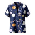 thumbnail image 4 of Bovemsi Tops for Women Trendy Breathable Stand‑Collar V‑Neck Short‑Sleeve Loose‑Fit Printed Blouse Fashion Outfits Clothes M, 4 of 4