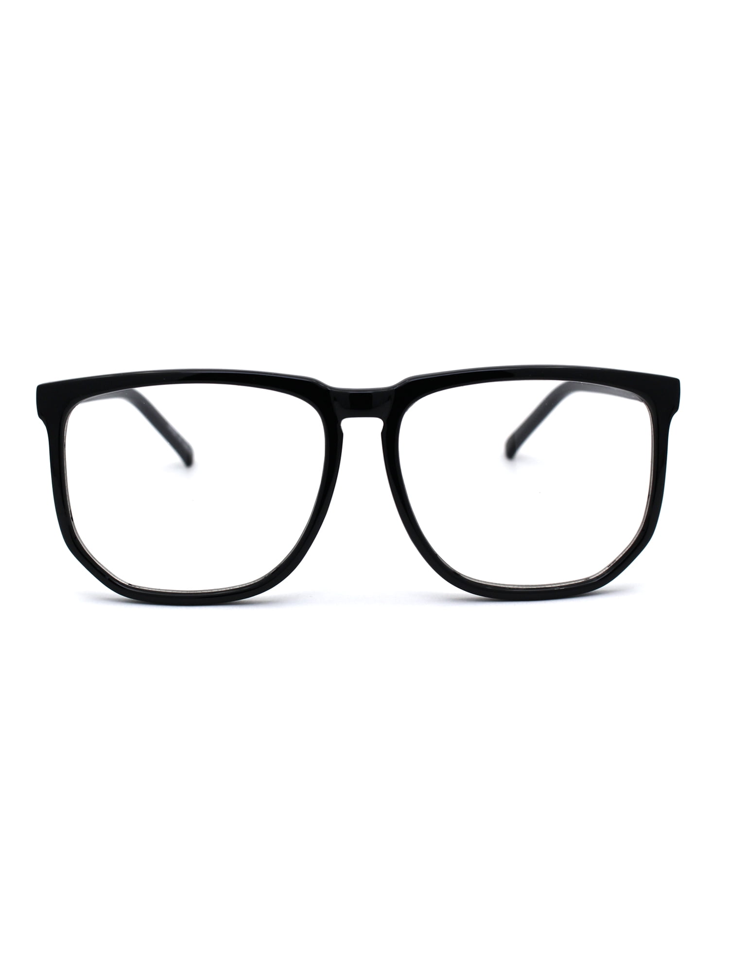Retro Thin Plastic Oversize Nerdy Fashion Rectangular Eyeglasses Black