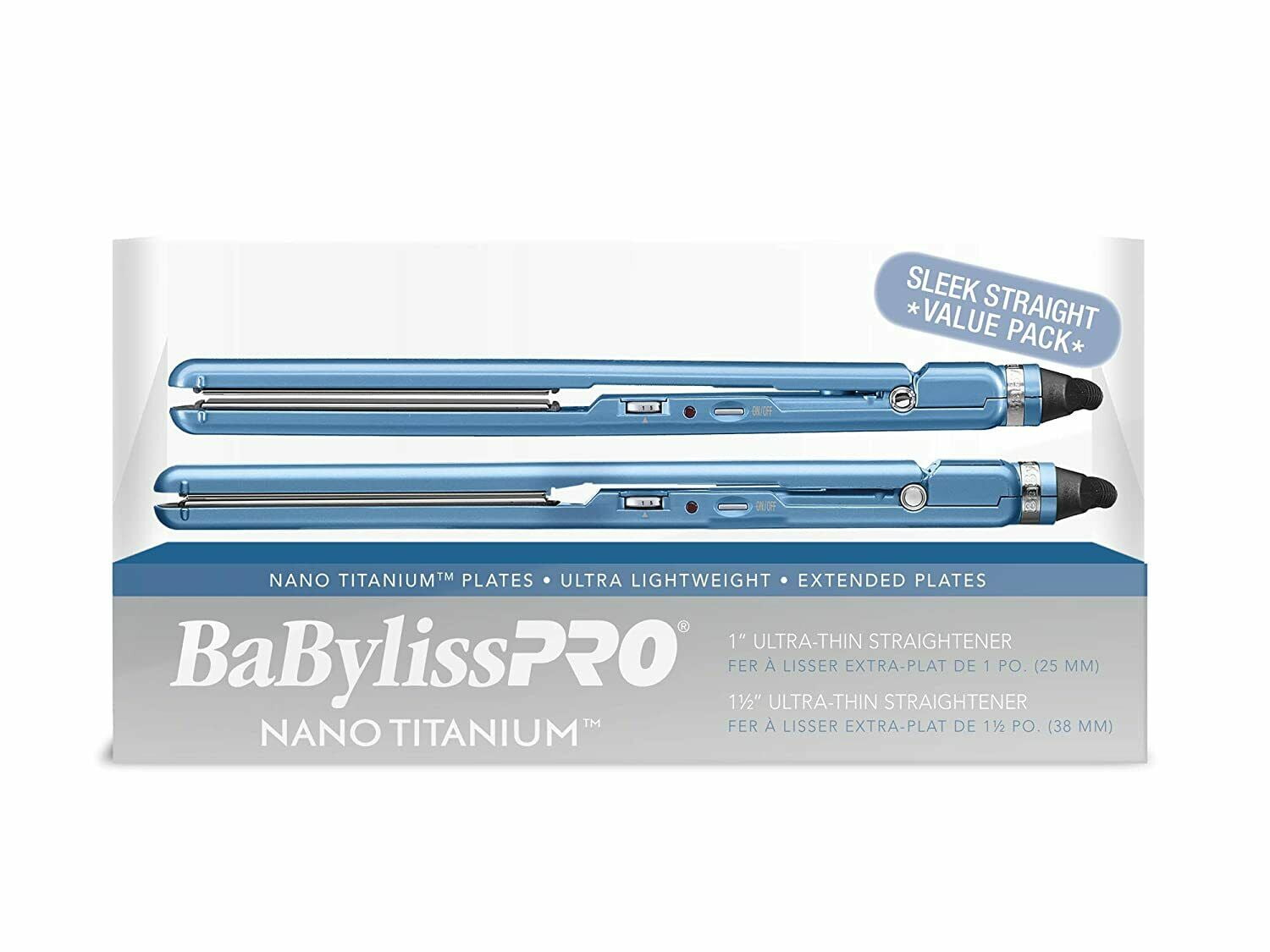 vinger een experiment doen Drink water BaBylissPRO Nano Titanium Ultra Thin 1" Flat Iron Hair Straightener, Blue -  Walmart.com