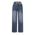 thumbnail image 4 of Lenpel Jeans for Woman Trendy Loose High Waisted Wide Leg Denim Pants Baggy Casual Trousers with Pockets, 4 of 6