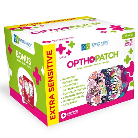 ORTHOPATCH Extra Sensitive Girls Standard Small Eye Patches Fun Series 2 Design 70ct.