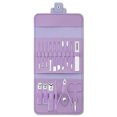 thumbnail image 2 of Clippers de uñas Conjunto con estuche de transporte Pedicura Archivos Tijeras Hombres Mujeres Fingerna Suministros de manicura Kit de cuidado personal Púrpura 16 Piezas Vogacara HA011806-02, 2 of 7