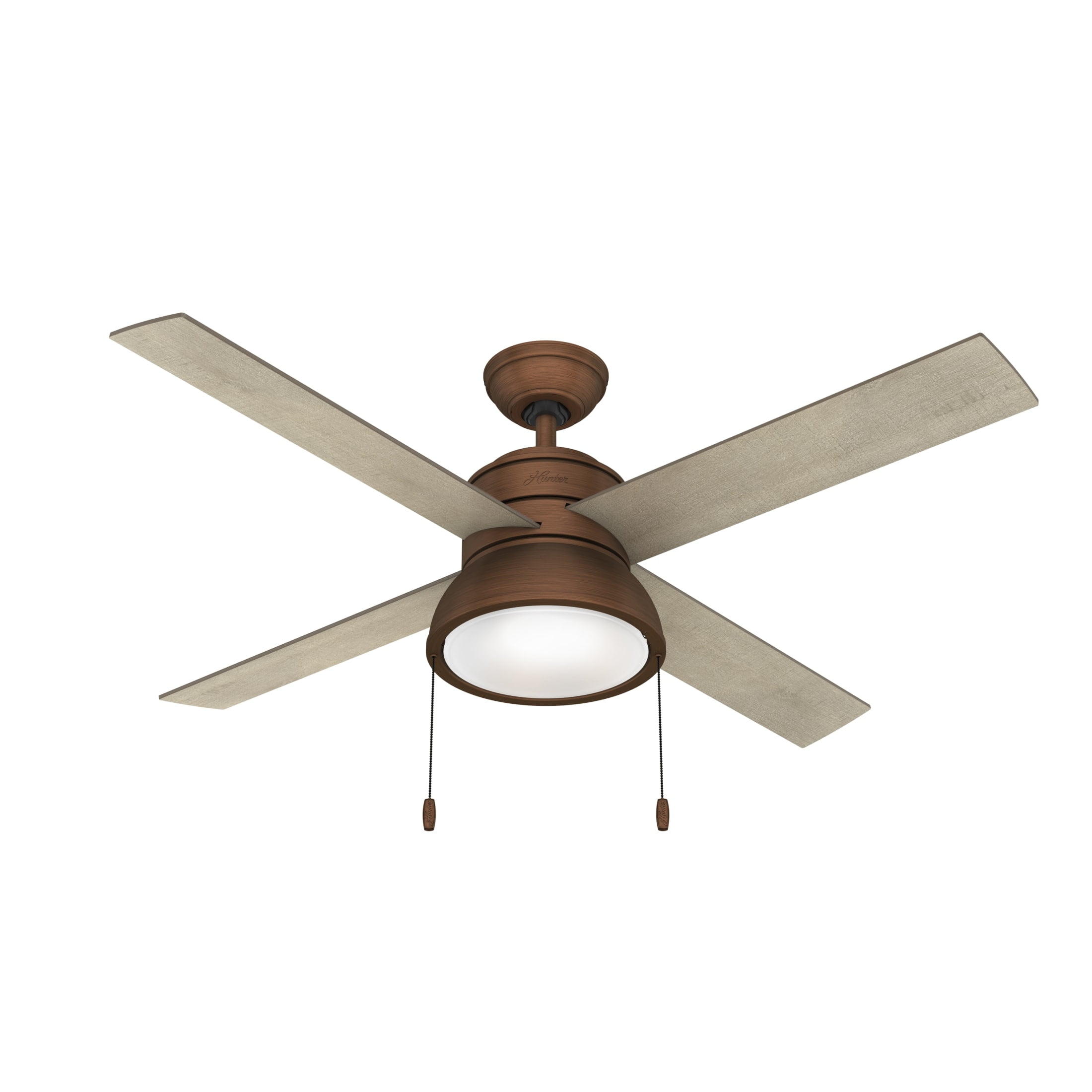 Hunter - Loki Indoor Ceiling Fan With Light, 52-inch, Weathered Copper, Casual-style, 3-speed WhisperWind Motor, 51036, for Living Rooms, Bedrooms