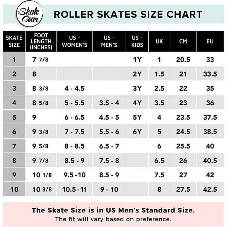 Skate Gear Extra Support Quad Roller Skates Holiday Gift for Adults Black Women s 6 Youth 5 Men s 5