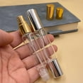thumbnail image 4 of 2-Pack Mini Refillable Glass Perfume Bottles – 0.34oz Travel Atomizers with Spray & Rollerball, Leak-Proof TSA-Compliant Fragrance & Skincare Bottles, Stylish Gold, 4 of 8