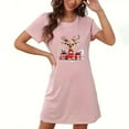 thumbnail image 3 of Sakmal Comfy Mumu Nightgowns for Women Oversized Christmas Lightweight Pink Mumu Dress Short Crew Neck Reindeer Print Short Sleeve Nightgowns S-2XL, 3 of 4