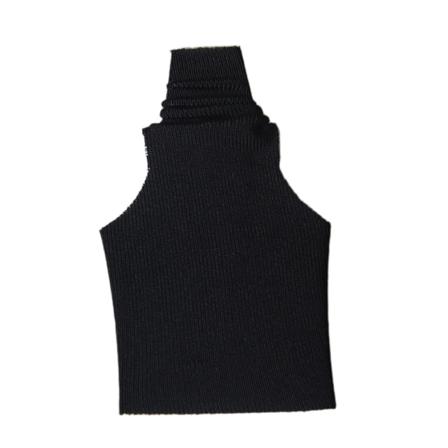 Figura de acción a escala 1/12, ropa, camiseta sin mangas, cuello alto moderno, tela de moda, miniatura Negro