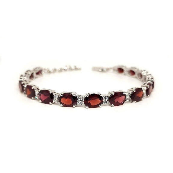 Garnet and zircon bracelet, Garnet jewelry, Sterling silver, Silver jewelry, Silver bracelet, 925 silver, Bracelet for wedding anniversary, Christmas Gift, Women Bracelet Bangle