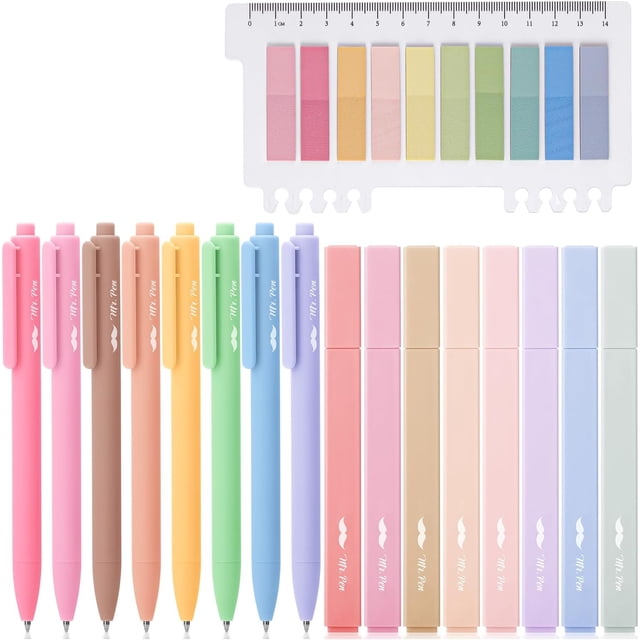 Aesthetic 16 Pack Colored Gel Pens & 200 Sheets Sticky Tabs - No Bleed Highlighters for Bible Pages