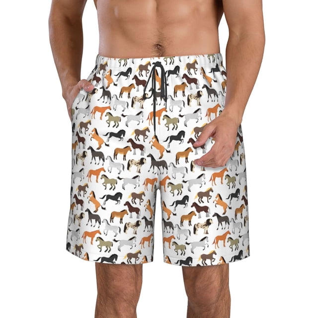 Balery Horse Traje de Baño Estilo Hawaiano para Hombre, Shorts de Secado Rápido con Bolsillos-3X-Large
