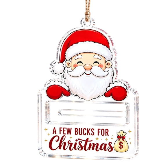 A Few Bucks for Christmas – Cash Gift Holder Ornament, Crystal Clear Money Gift Holder for Christmas Tree, Unique Stocking Stuffer Gifts for Family Friends