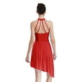 thumbnail image 2 of Yartina Women's Lyrical Dance Costume Asymmetrical Flowy Skirted Leotard Figure Ice Skating Dance Red S, 2 of 6