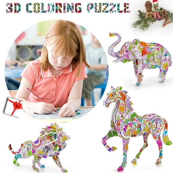 OUSITAID 3D Coloring Puzzle Set Arts and Crafts for Girls and Boys Age 6 7 8 9 10 11 12 Year Old Fun Educational Painting Crafts Kit Birthday Toy Gift for Kids