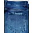 thumbnail image 3 of ROAD MARKINGS Women's Distressed Skinny Jeans, High Rise, Raw Hem, Medium Wash Denim (US, Alpha, Small, Regular, Regular, Blue), 3 of 5
