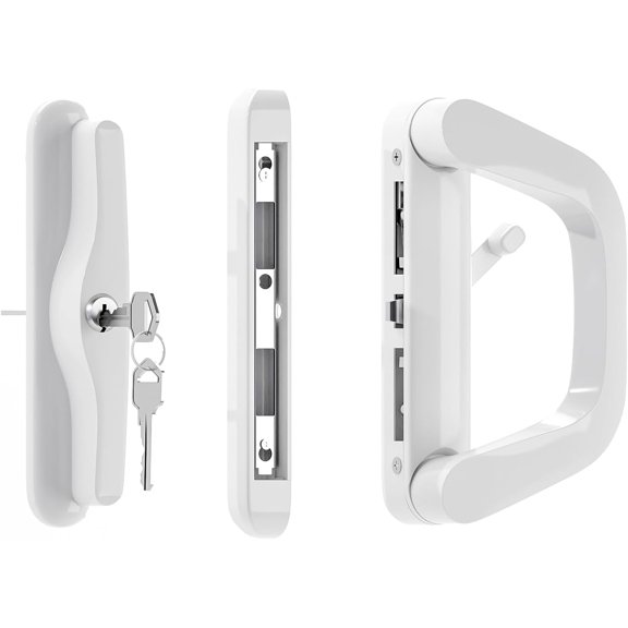 Patio Sliding Door Handle Set with Key Cylinder and Mortise Lock, Glass Door Lock Replacement Set Fits Door Thickness from 1-3/16" to 1-3/8",Fits