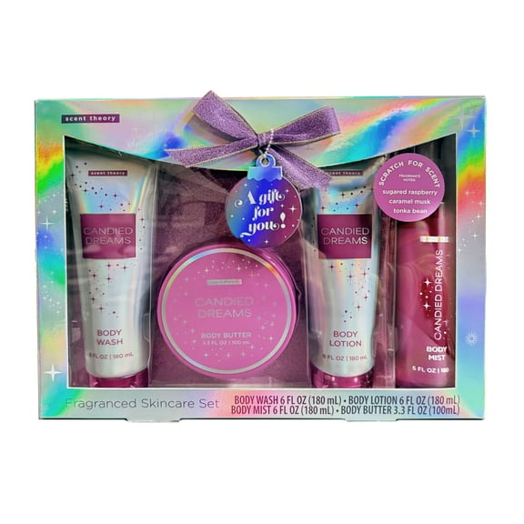 Scent Theory Candied Dreams Holiday Skincare Gift Set, 4 Piece