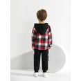 thumbnail image 4 of 1-6T Kid Toddler Boy Outfits Plaid Hoodied T-shirt Tops +Casual Pants Fall Winter Clothes Set, 4 of 9