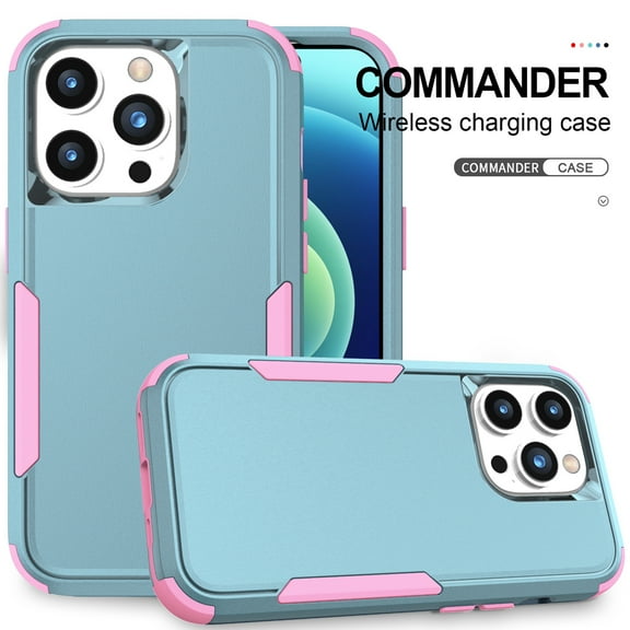 for iPhone 15 Pro Max Case, Defender Case Compatible with iPhone 15 Pro Max Case, Hybrid Heavy Duty Military Grade Full-Body Drop Shockproof Dustproof 3-Layers Rugged Protective Phone Cover,Green Pink