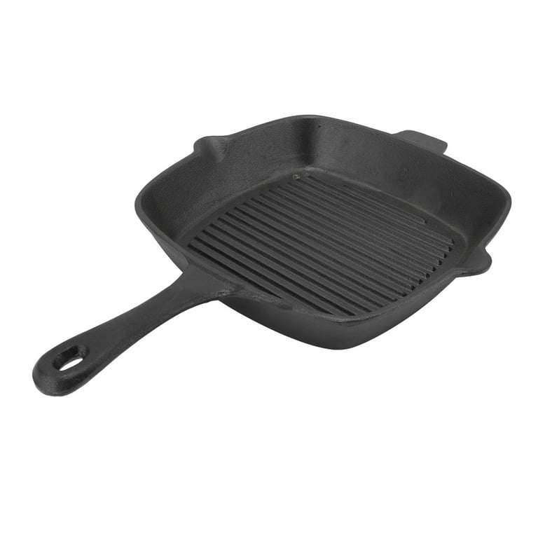 Cast Iron Grill Pan, 10.2in Non Stick Like Even Heat Large Grill Pan,  Portable Lightweight Griddle Pan With Handle For Outdoor Grilling, Frying