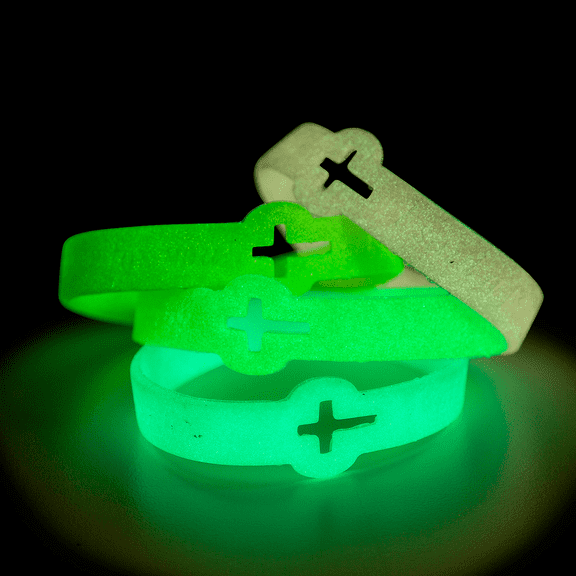 Cross Cut-Out Glow Faith Bracelets - Jewelry - 12 Pieces