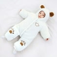 thumbnail image 2 of Baby Jumpsuit White Onesie Baby Long Sleeve Thermal Bear Ear Hooded Romper Warm Baby Boy Clothes Boy Baby Clothes 0-3 Months, 2 of 4