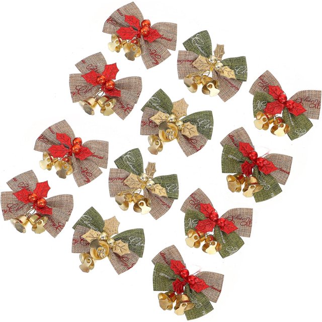 YQHWQ pcs bell bows Christmas tree bows mini Christmas decoration bows Christmas wreath bows Christmas bows Christmas elements bows decoration Christmas bows wreath Christmas wreath lin