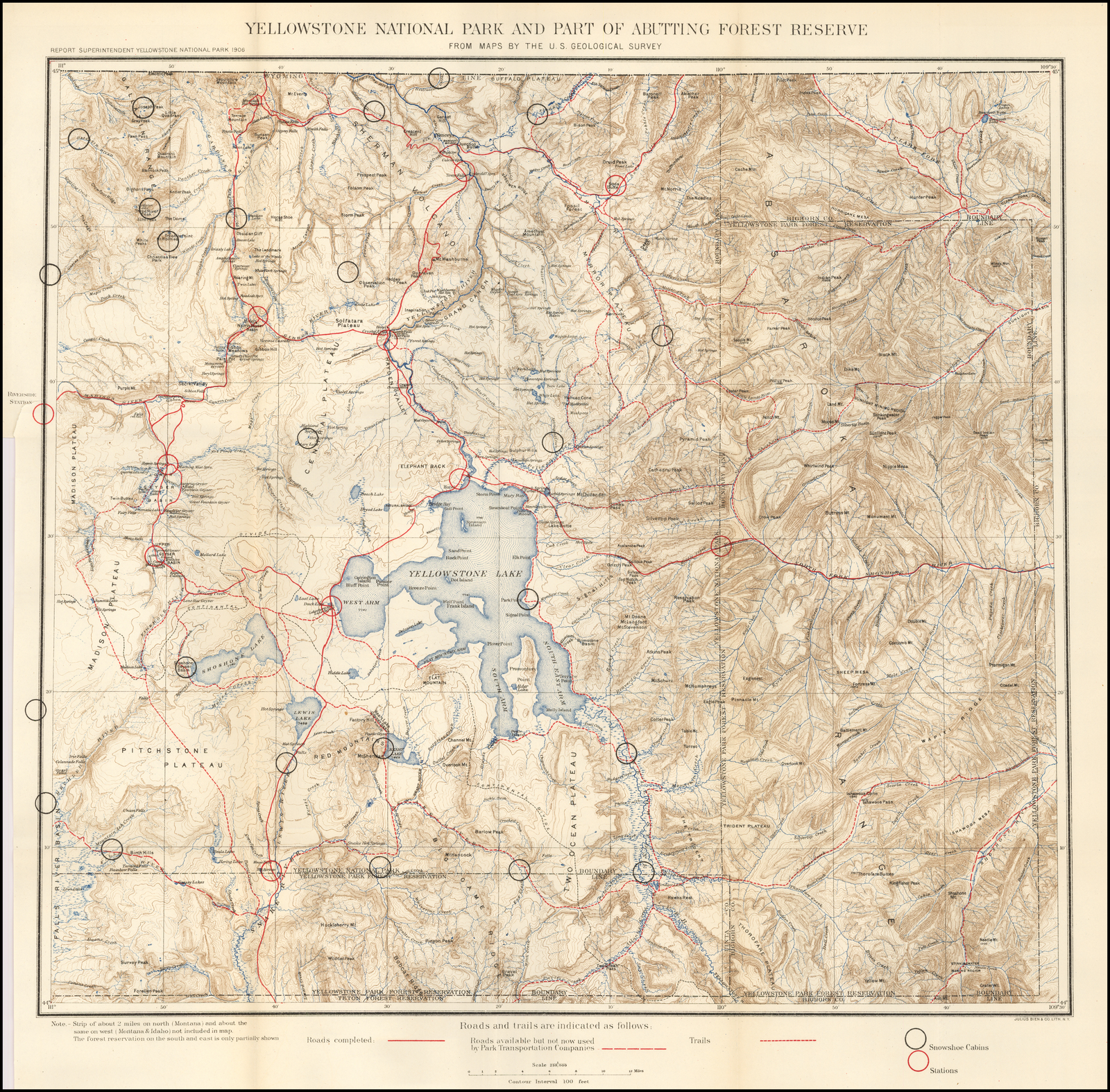 laminated poster yellowstone national park and part of abutting forest reserve from maps by the