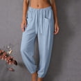 thumbnail image 2 of Rhuody Pants For Women Wide Leg Relax Fit High Waist Solid Color Trousers Leisure Clothing M Light Blue, 2 of 8